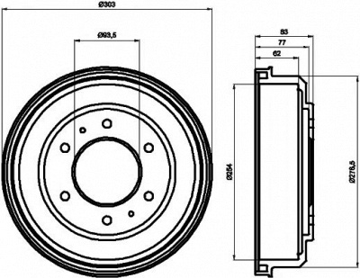 HELLA PAGID 8dt355302291 -  Тормозной барабан